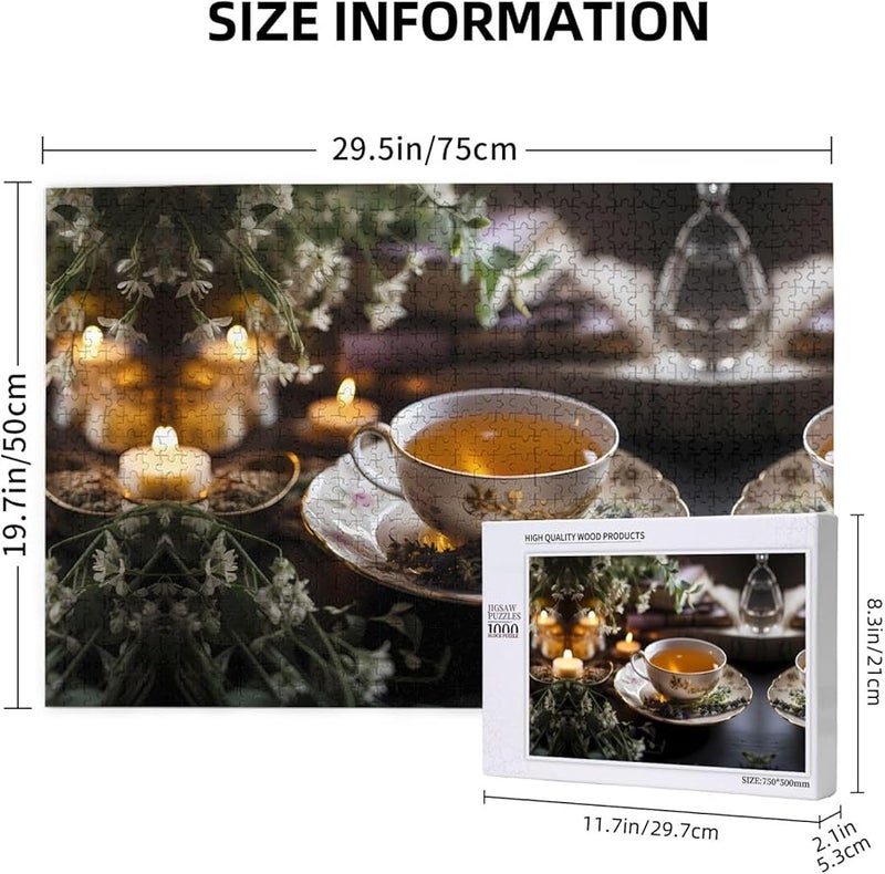 Phayah Fine Tea Bowl 1000 قطعة لغز للأدوات المنزلية للكبار هدية ديكور المنزل 29.5 × 19.7 بوصة - Image 3